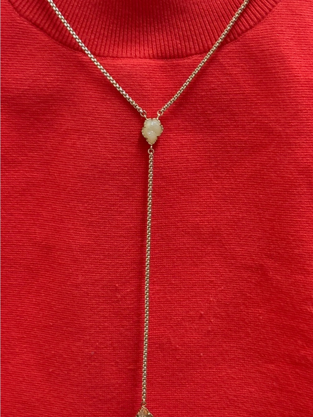 Kendra Scott Gold-Tone Lariat Necklace with Cream Pendant